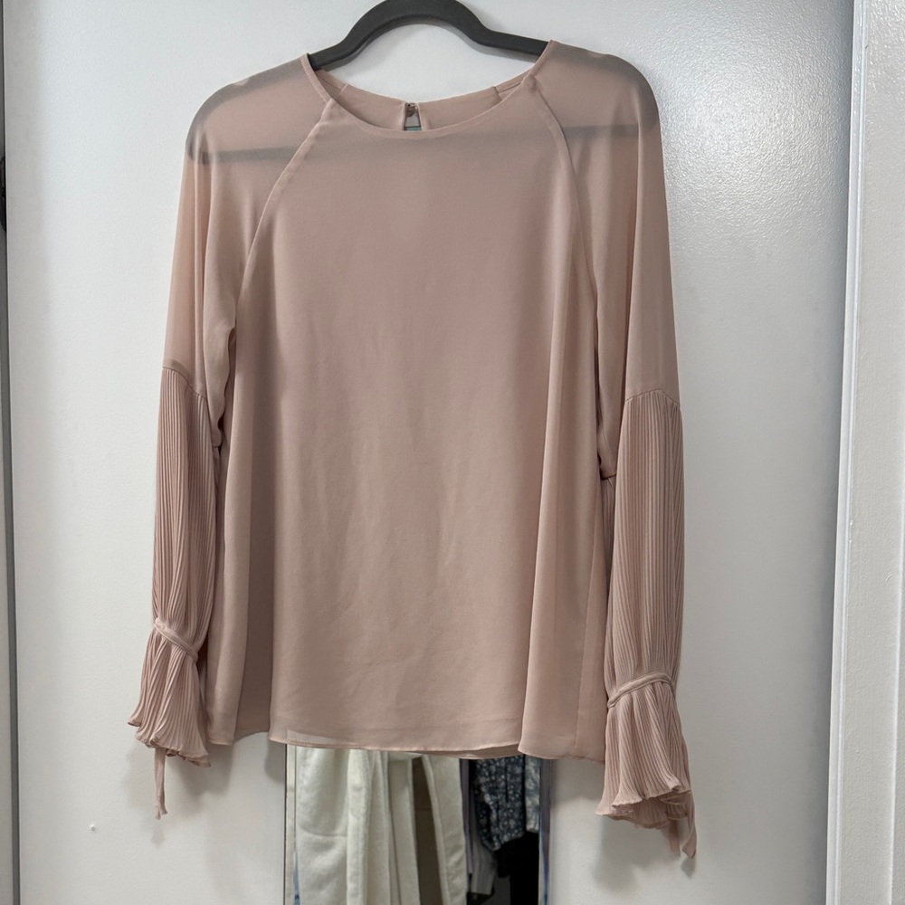 Blush Pleated Bell Sleeve Blouse